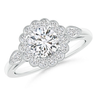 6.2mm HSI2 Scalloped-Edge Diamond Floral Halo Engagement Ring in P950 Platinum