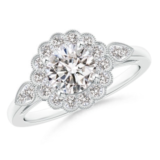 6.2mm II1 Scalloped-Edge Diamond Floral Halo Engagement Ring in P950 Platinum