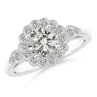 6.2mm JI2 Scalloped-Edge Diamond Floral Halo Engagement Ring in P950 Platinum