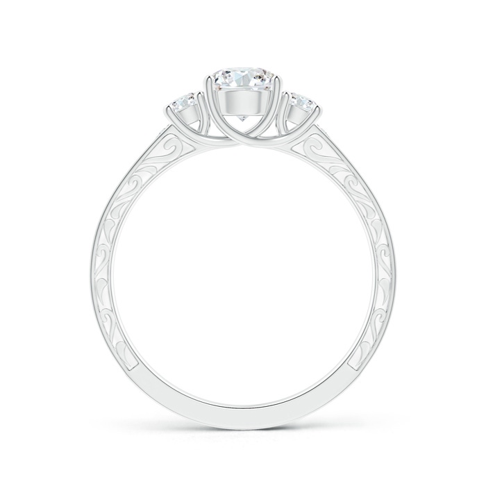 5.2mm GHVS Vintage Style Diamond Three Stone Trellis Engagement Ring in P950 Platinum side-1