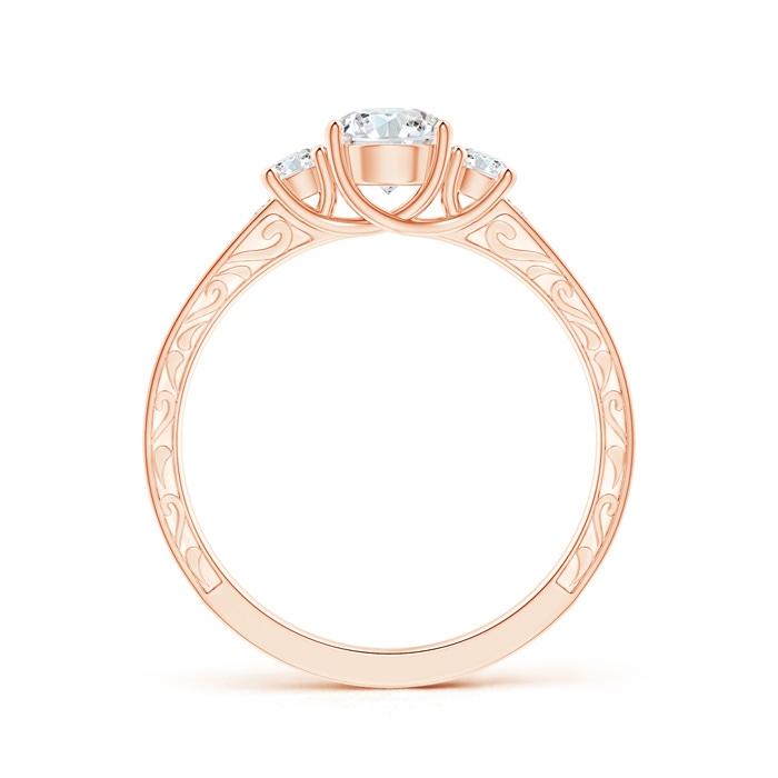 5.2mm GHVS Vintage Style Diamond Three Stone Trellis Engagement Ring in Rose Gold side-1