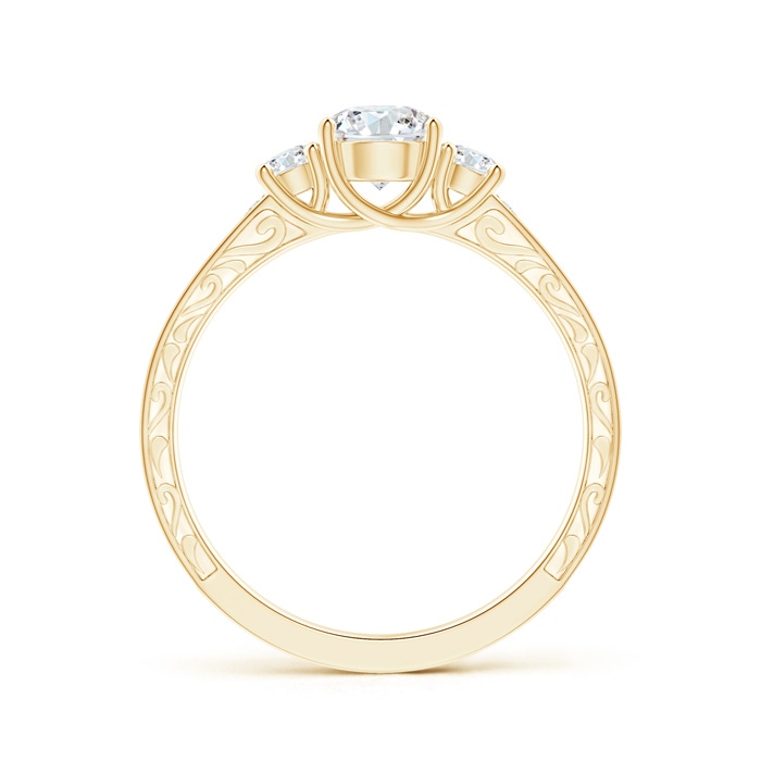 5.2mm GHVS Vintage Style Diamond Three Stone Trellis Engagement Ring in Yellow Gold side-1