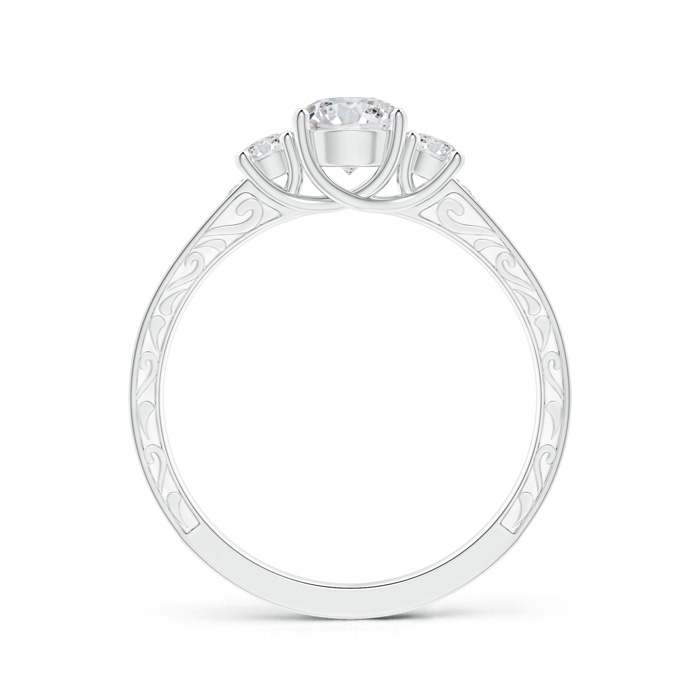 5.2mm HSI2 Vintage Style Diamond Three Stone Trellis Engagement Ring in 18K White Gold side-1