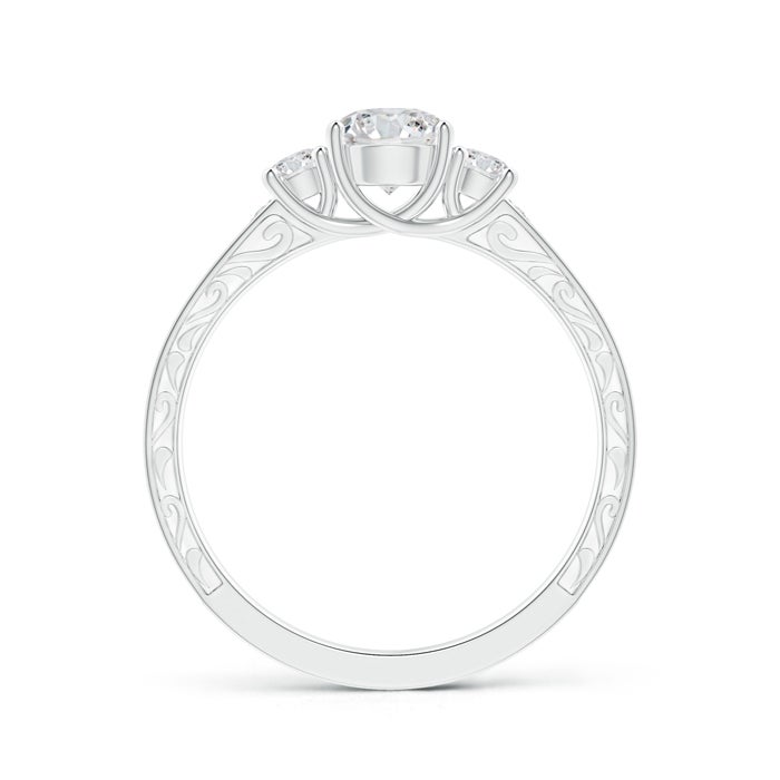5.2mm HSI2 Vintage Style Diamond Three Stone Trellis Engagement Ring in White Gold - side 1