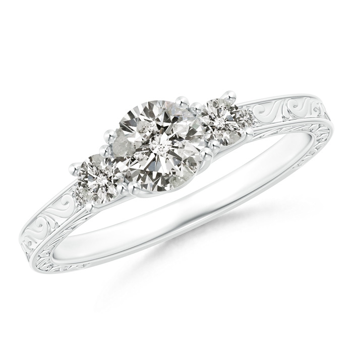 5.2mm JI2 Vintage Style Diamond Three Stone Trellis Engagement Ring in P950 Platinum 