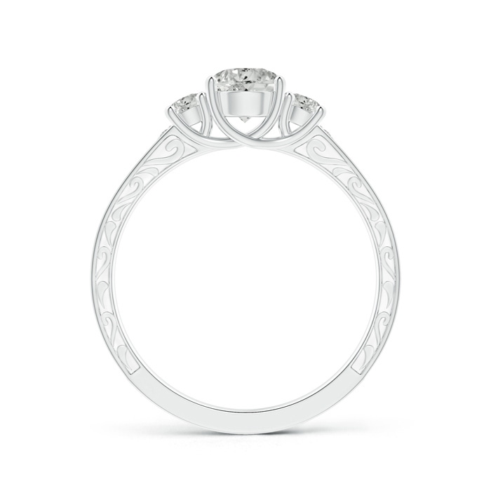5.2mm JI2 Vintage Style Diamond Three Stone Trellis Engagement Ring in P950 Platinum side-1