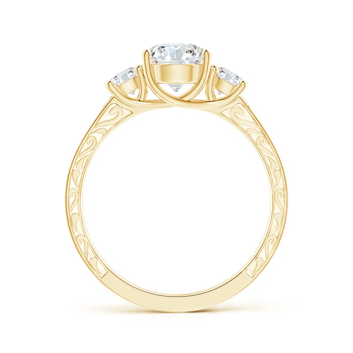 6.4mm GHVS Vintage Style Diamond Three Stone Trellis Engagement Ring in 18K Yellow Gold side-1