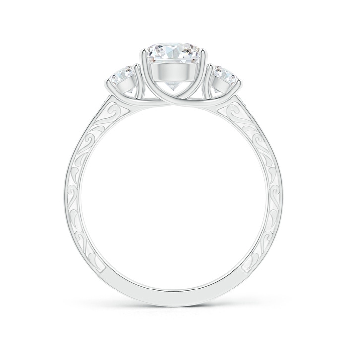 6.4mm GHVS Vintage Style Diamond Three Stone Trellis Engagement Ring in P950 Platinum side-1
