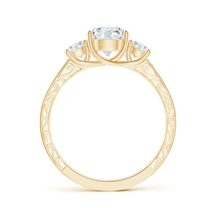 6.4mm GHVS Vintage Style Diamond Three Stone Trellis Engagement Ring in Yellow Gold side-1