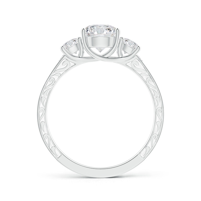 6.4mm HSI2 Vintage Style Diamond Three Stone Trellis Engagement Ring in P950 Platinum side-1