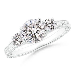 6.4mm II1 Vintage Style Diamond Three Stone Trellis Engagement Ring in P950 Platinum
