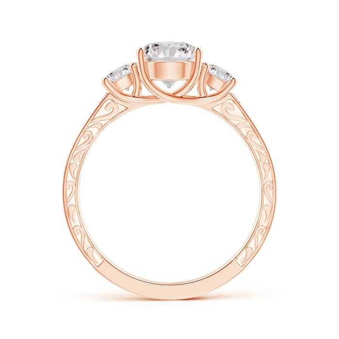 6.4mm II1 Vintage Style Diamond Three Stone Trellis Engagement Ring in Rose Gold side-1