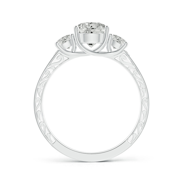 6.4mm JI2 Vintage Style Diamond Three Stone Trellis Engagement Ring in White Gold side-1