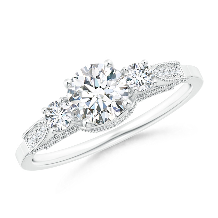 5.6mm GHVS Vintage Inspired Diamond Three Stone Engagement Ring in P950 Platinum 