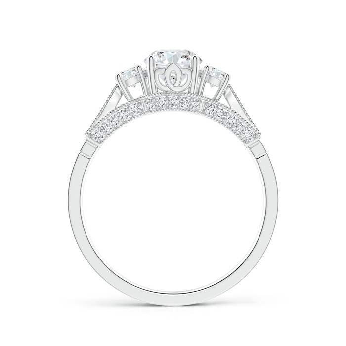 5.6mm GHVS Vintage Inspired Diamond Three Stone Engagement Ring in P950 Platinum side-1