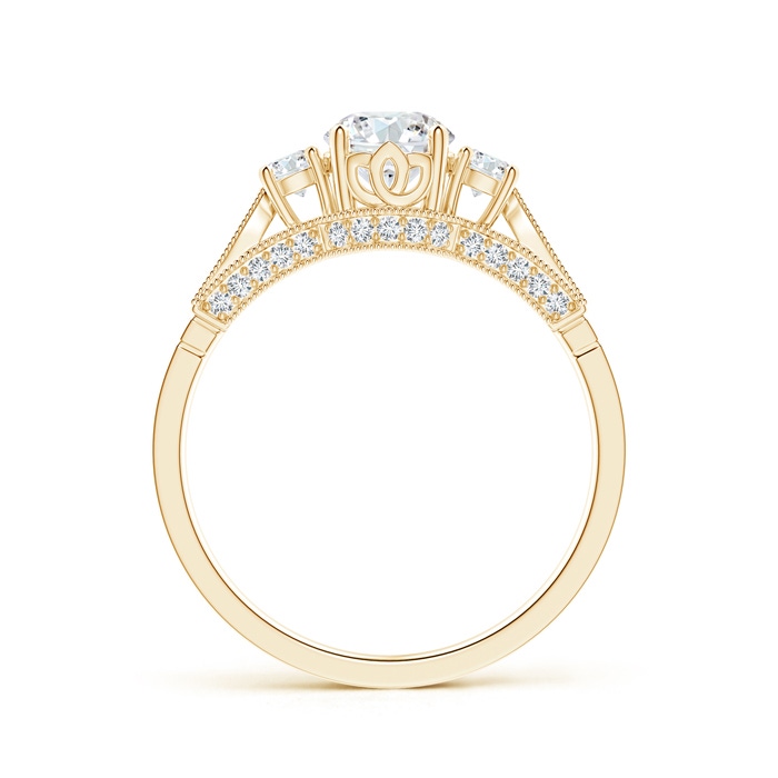 5.6mm GHVS Vintage Inspired Diamond Three Stone Engagement Ring in Yellow Gold side-1