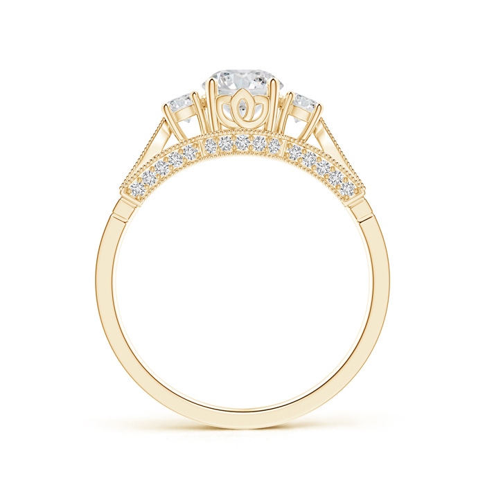 5.6mm HSI2 Vintage Inspired Diamond Three Stone Engagement Ring in Yellow Gold side-1