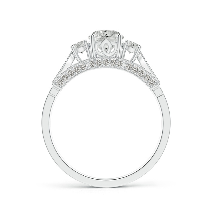 5.6mm JI2 Vintage Inspired Diamond Three Stone Engagement Ring in White Gold side-1