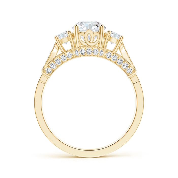 6.3mm GHVS Vintage Inspired Diamond Three Stone Engagement Ring in 18K Yellow Gold side-1