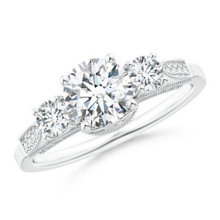 6.3mm GHVS Vintage Inspired Diamond Three Stone Engagement Ring in P950 Platinum