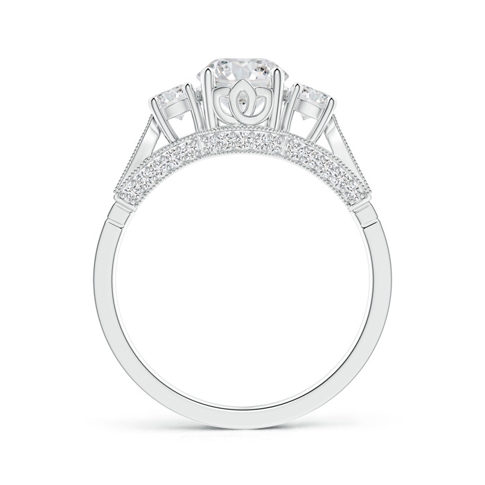 6.3mm HSI2 Vintage Inspired Diamond Three Stone Engagement Ring in White Gold side-1
