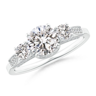 6.3mm II1 Vintage Inspired Diamond Three Stone Engagement Ring in P950 Platinum
