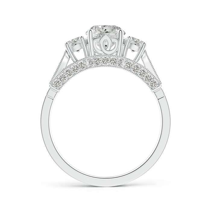 6.3mm JI2 Vintage Inspired Diamond Three Stone Engagement Ring in White Gold side-1