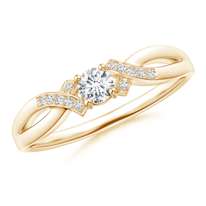 3.5mm GVS2 Solitaire Diamond Criss-Cross Ring in Yellow Gold
