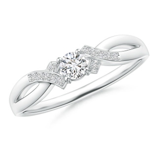 3.5mm HSI2 Solitaire Diamond Criss-Cross Ring in 9K White Gold