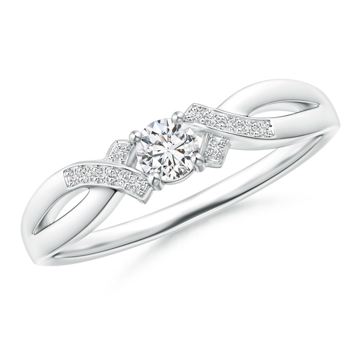3.5mm HSI2 Solitaire Diamond Criss-Cross Ring in 9K White Gold 