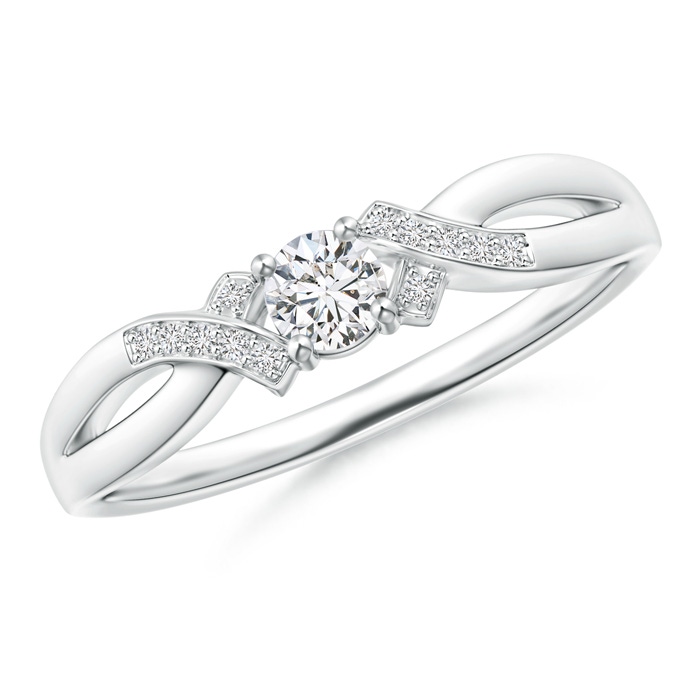 3.5mm HSI2 Solitaire Diamond Criss-Cross Ring in White Gold