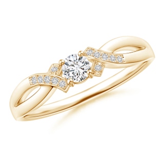 3.5mm HSI2 Solitaire Diamond Criss-Cross Ring in Yellow Gold