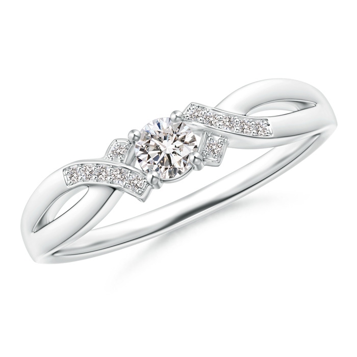 3.5mm IJI1I2 Solitaire Diamond Criss-Cross Ring in White Gold 