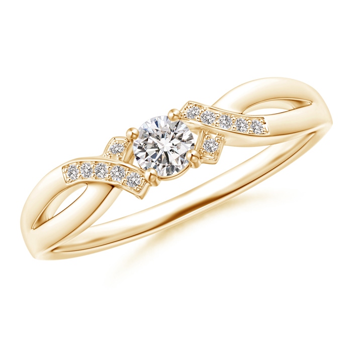 3.5mm IJI1I2 Solitaire Diamond Criss-Cross Ring in Yellow Gold 