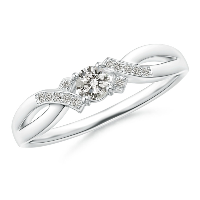 3.5mm KI3 Solitaire Diamond Criss-Cross Ring in White Gold 