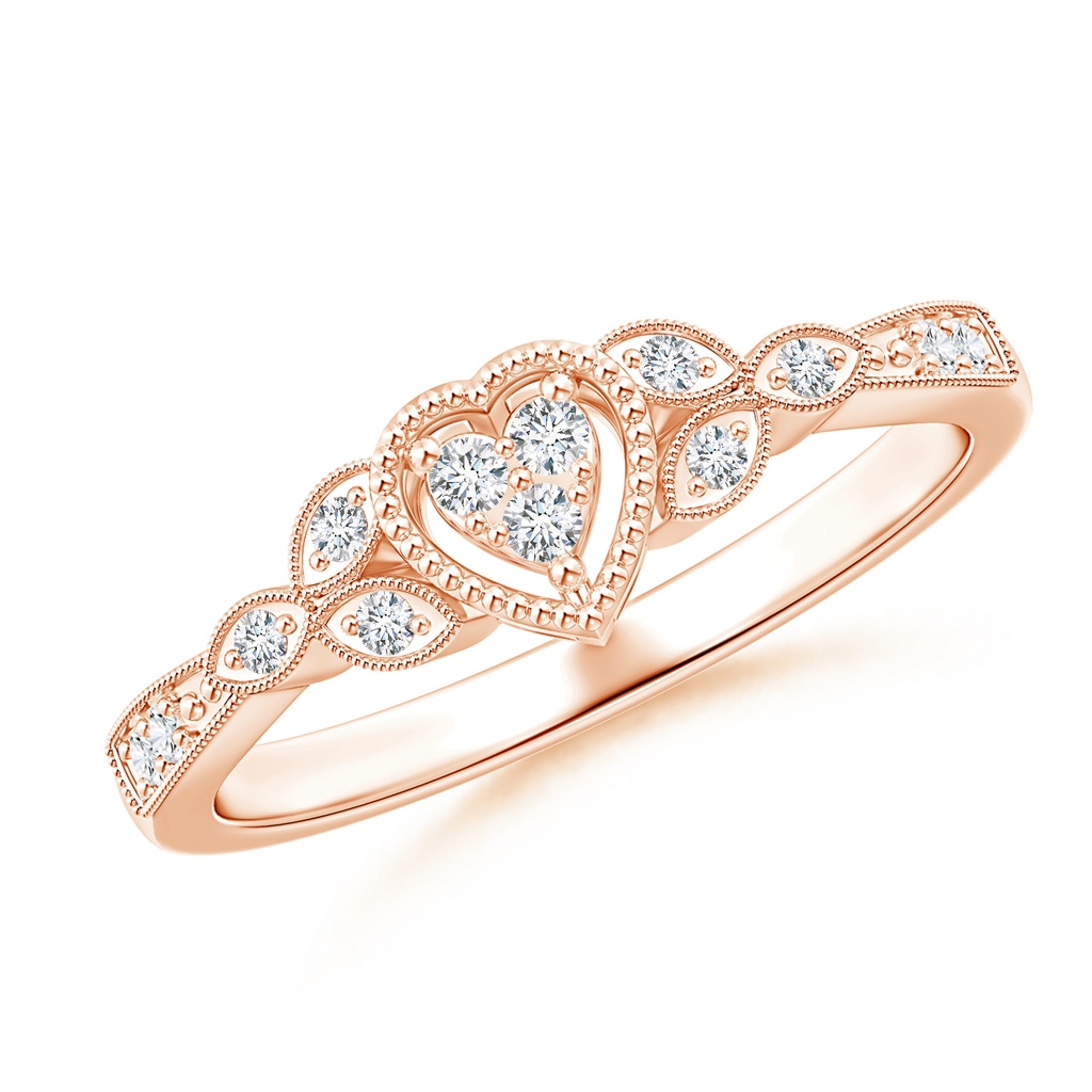 1.5mm GVS2 Milgrain Petal Diamond Composite Heart Promise Ring in Rose Gold