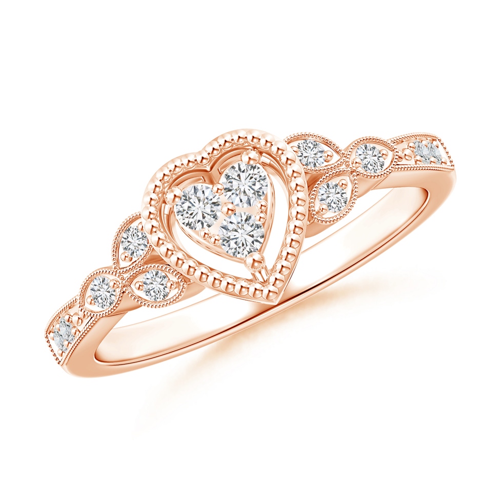 2mm HSI2 Milgrain Petal Diamond Composite Heart Promise Ring in Rose Gold 