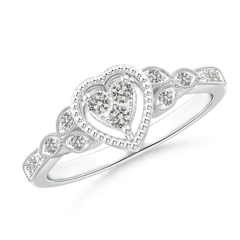 2mm KI3 Milgrain Petal Diamond Composite Heart Promise Ring in White Gold 