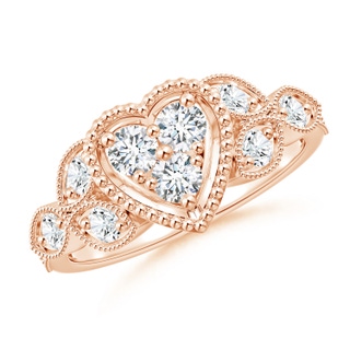 3.1mm GVS2 Milgrain Petal Diamond Composite Heart Promise Ring in Rose Gold