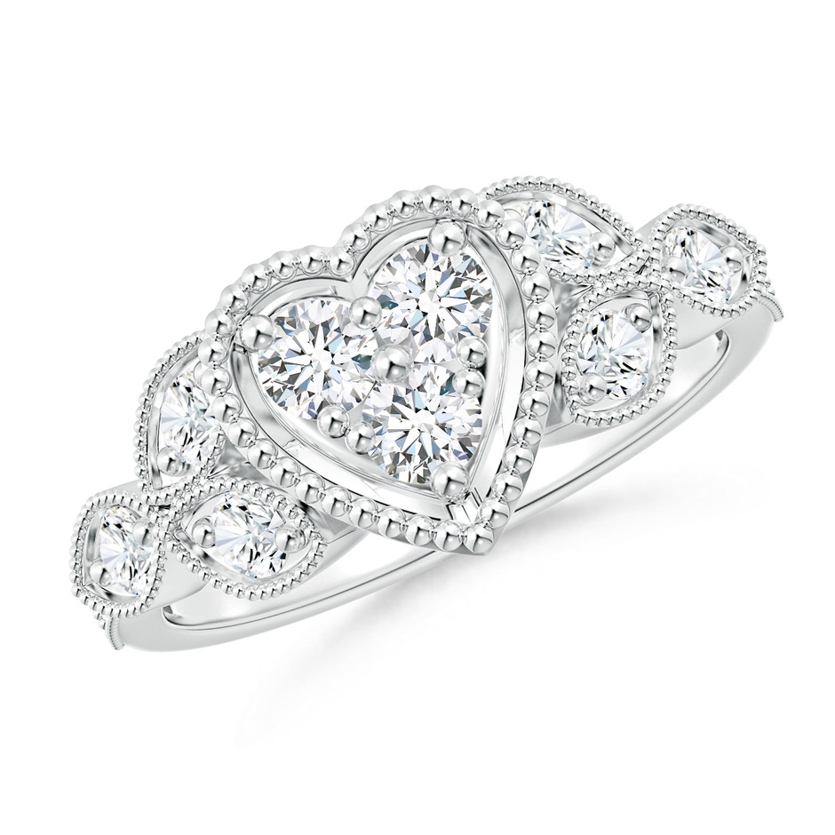 3.1mm GVS2 Milgrain Petal Diamond Composite Heart Promise Ring in White Gold 