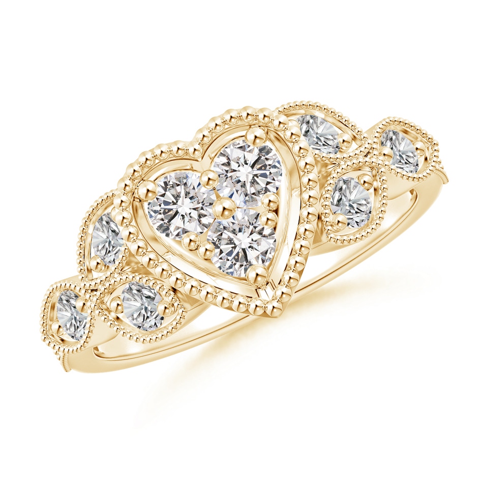 3.1mm IJI1I2 Milgrain Petal Diamond Composite Heart Promise Ring in Yellow Gold 