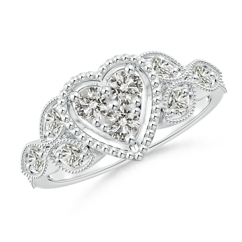 3.1mm KI3 Milgrain Petal Diamond Composite Heart Promise Ring in White Gold 