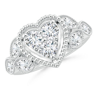 3.9mm GVS2 Milgrain Petal Diamond Composite Heart Promise Ring in P950 Platinum