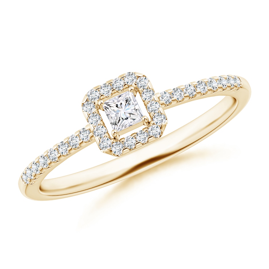 2.5mm GVS2 Floating Princess-Cut Diamond Halo Promise Ring in 10K Yellow Gold 
