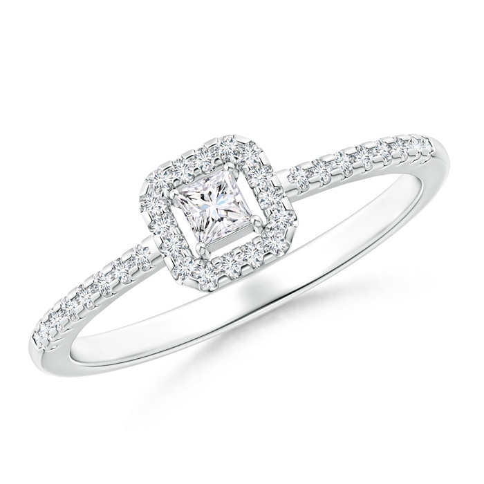 2.5mm GVS2 Floating Princess-Cut Diamond Halo Promise Ring in P950 Platinum