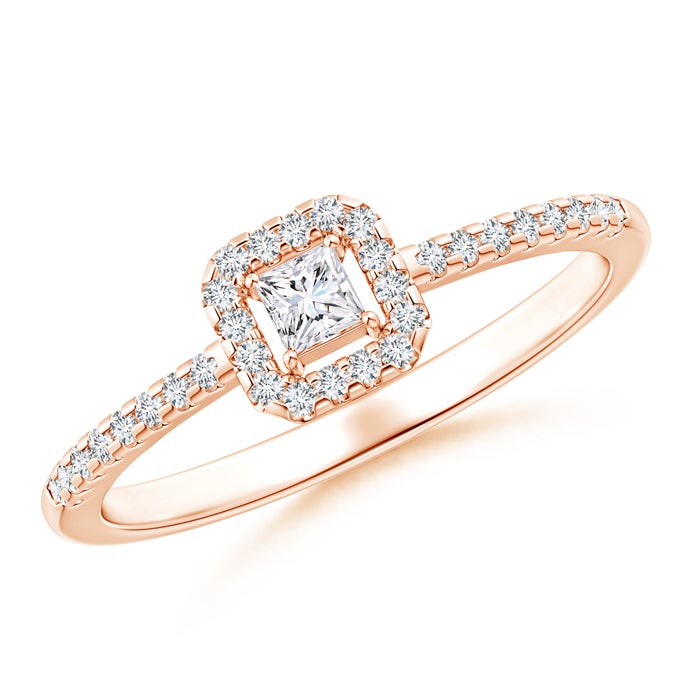Floating Princess-Cut Natural Diamond Halo Promise Ring