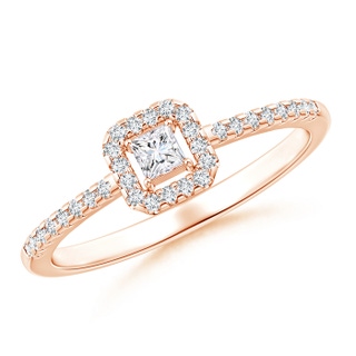 2.5mm GVS2 Floating Princess-Cut Diamond Halo Promise Ring in Rose Gold