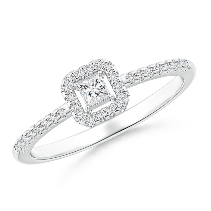 2.5mm HSI2 Floating Princess-Cut Diamond Halo Promise Ring in White Gold 