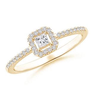 2.5mm HSI2 Floating Princess-Cut Diamond Halo Promise Ring in Yellow Gold