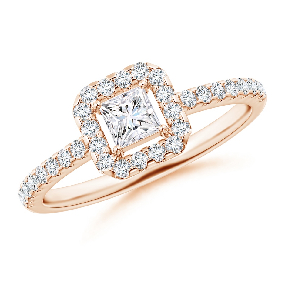 3.5mm GVS2 Floating Princess-Cut Diamond Halo Promise Ring in 10K Rose Gold 